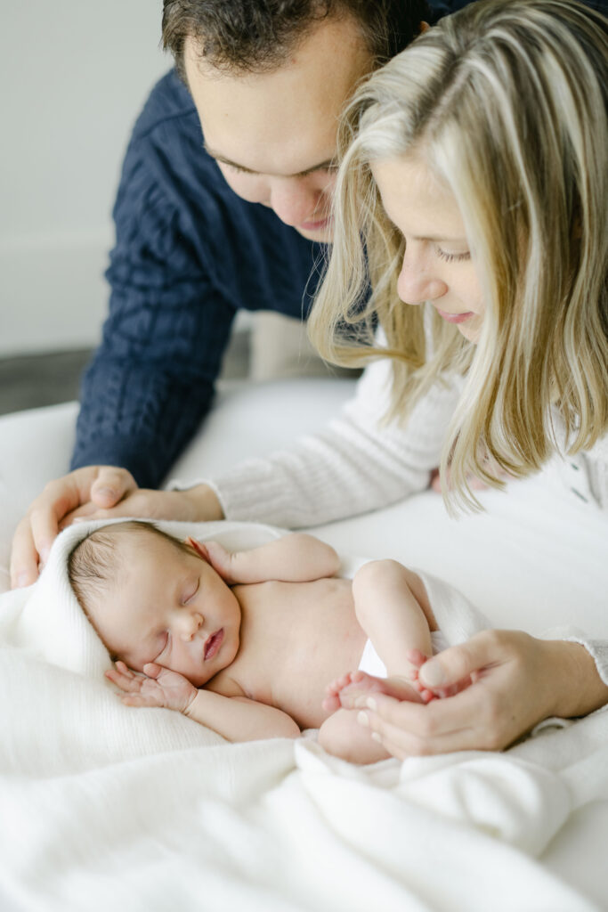 Natural Light Newborn photo session in downtown Roswell with parents