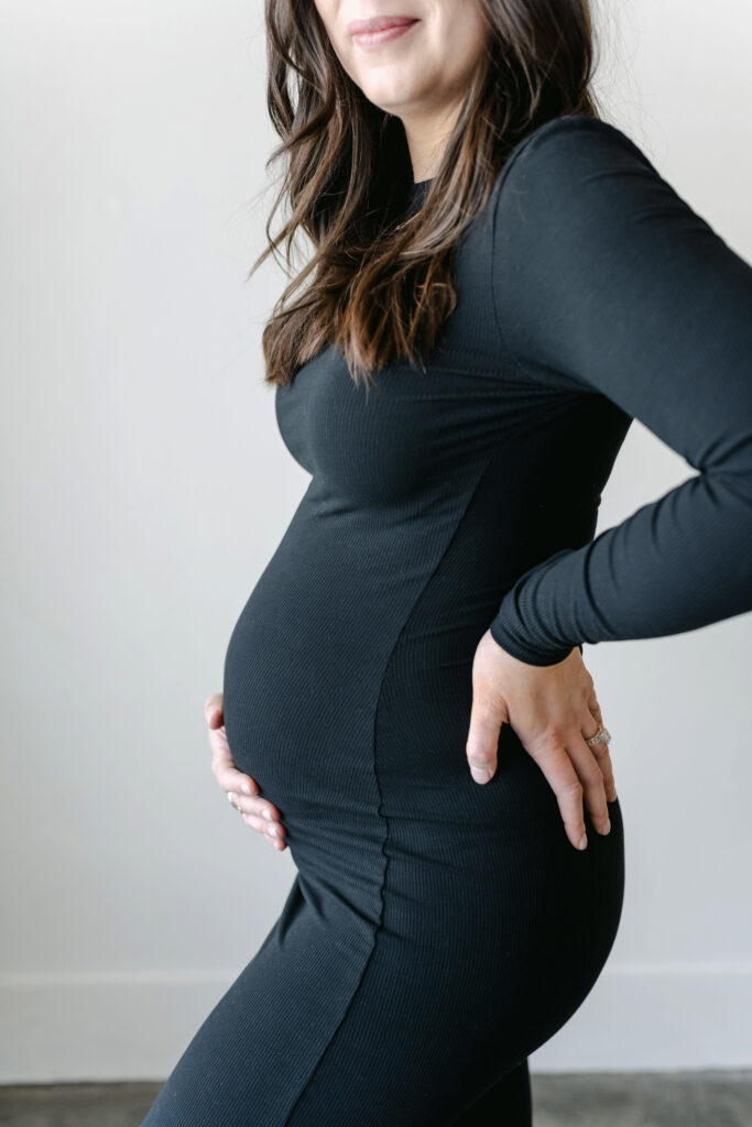 Atlanta Georgia Maternity Photo session in studio black dress