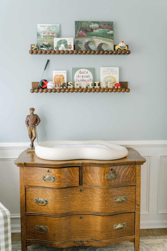 Peanut changing pad seen in in-home lifestyle newborn session