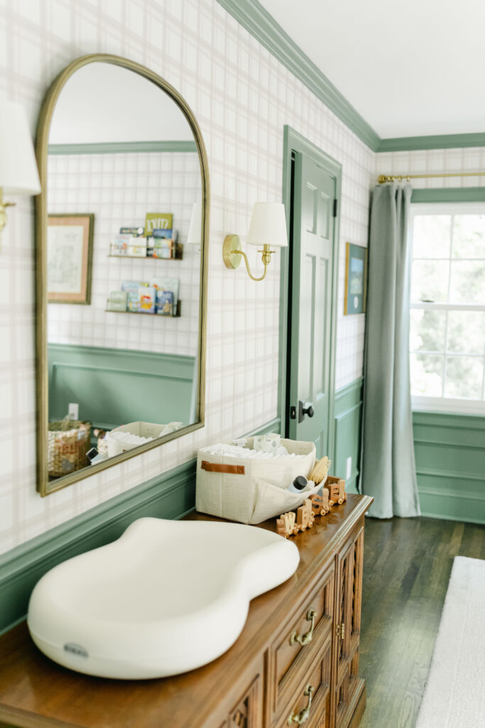 Peanut changing pad seen in in-home lifestyle newborn session